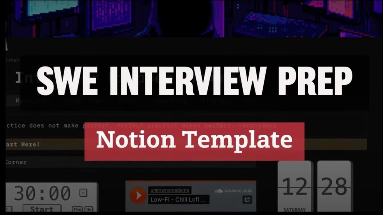 Do you have a Software Engineering / Software Developer internship or full-time interview coming up? Use my Notion template to help prepare you for your next role!