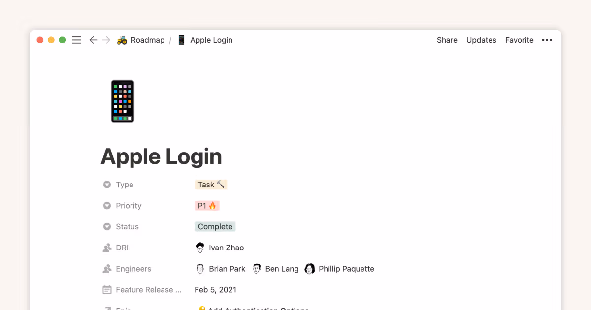 Database properties help organize your team’s information