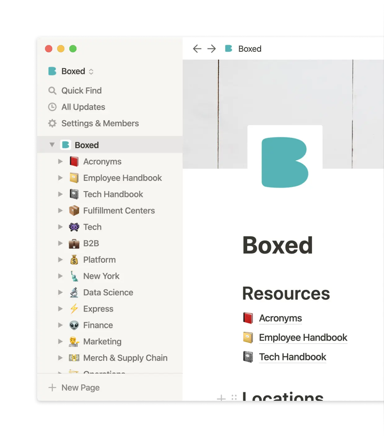 Pages are nested in the sidebar to create a custom structure.