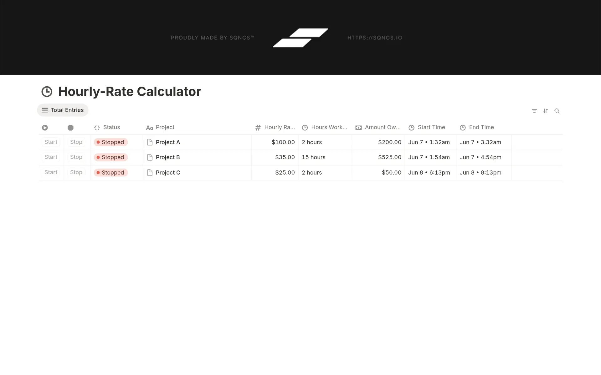 A template preview for Hourly-Rate Calculator