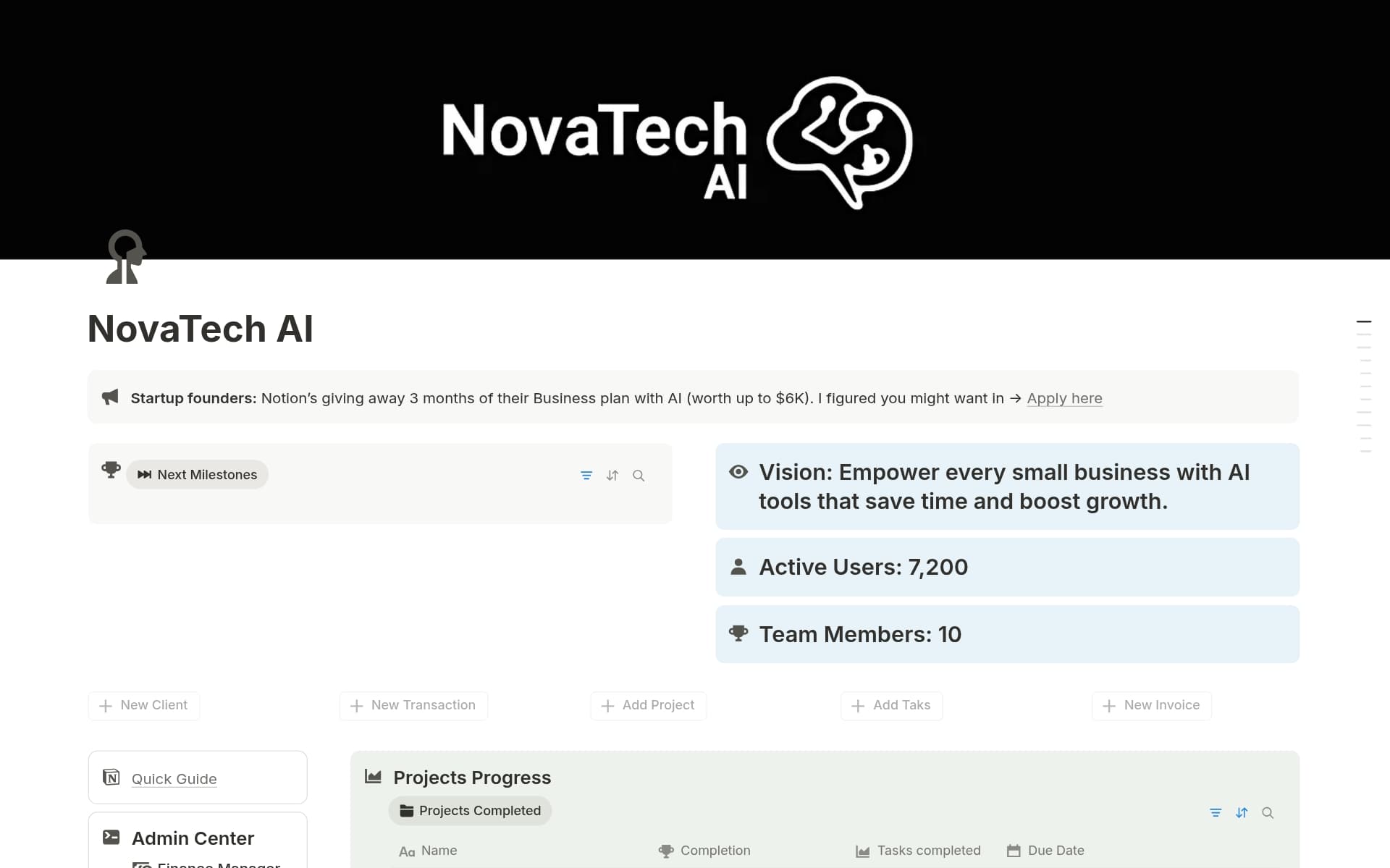 A template preview for Business OS