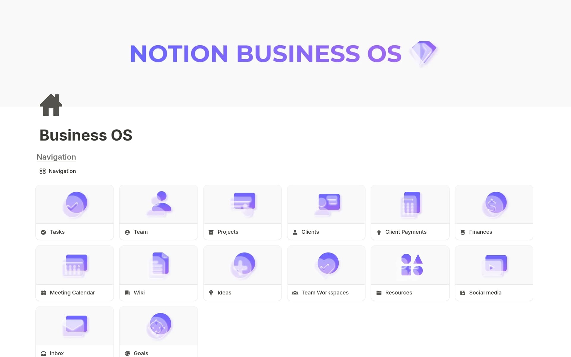 A template preview for Business OS