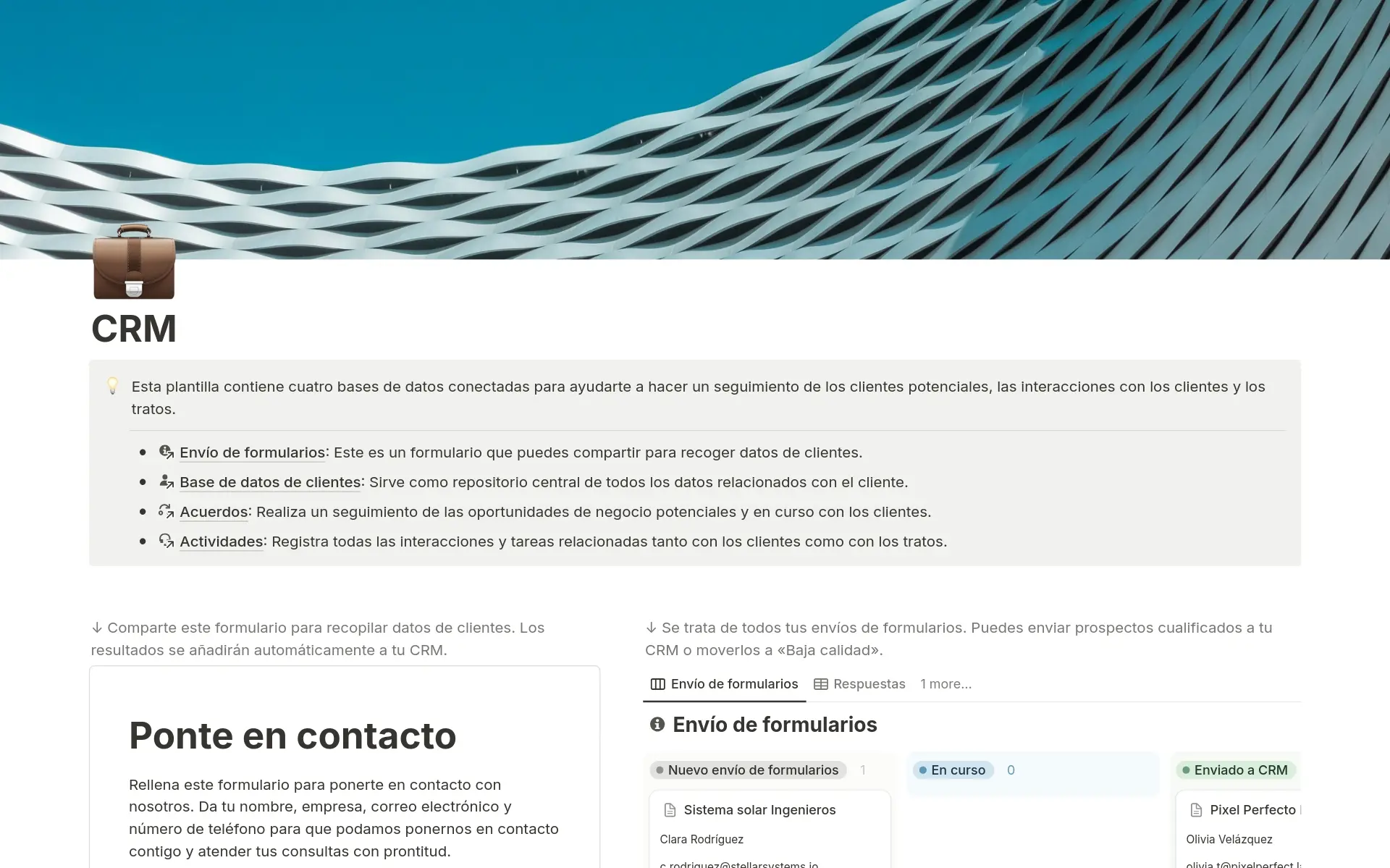 Vista previa de plantilla para Formulario de clientes potenciales a CRM de ventas