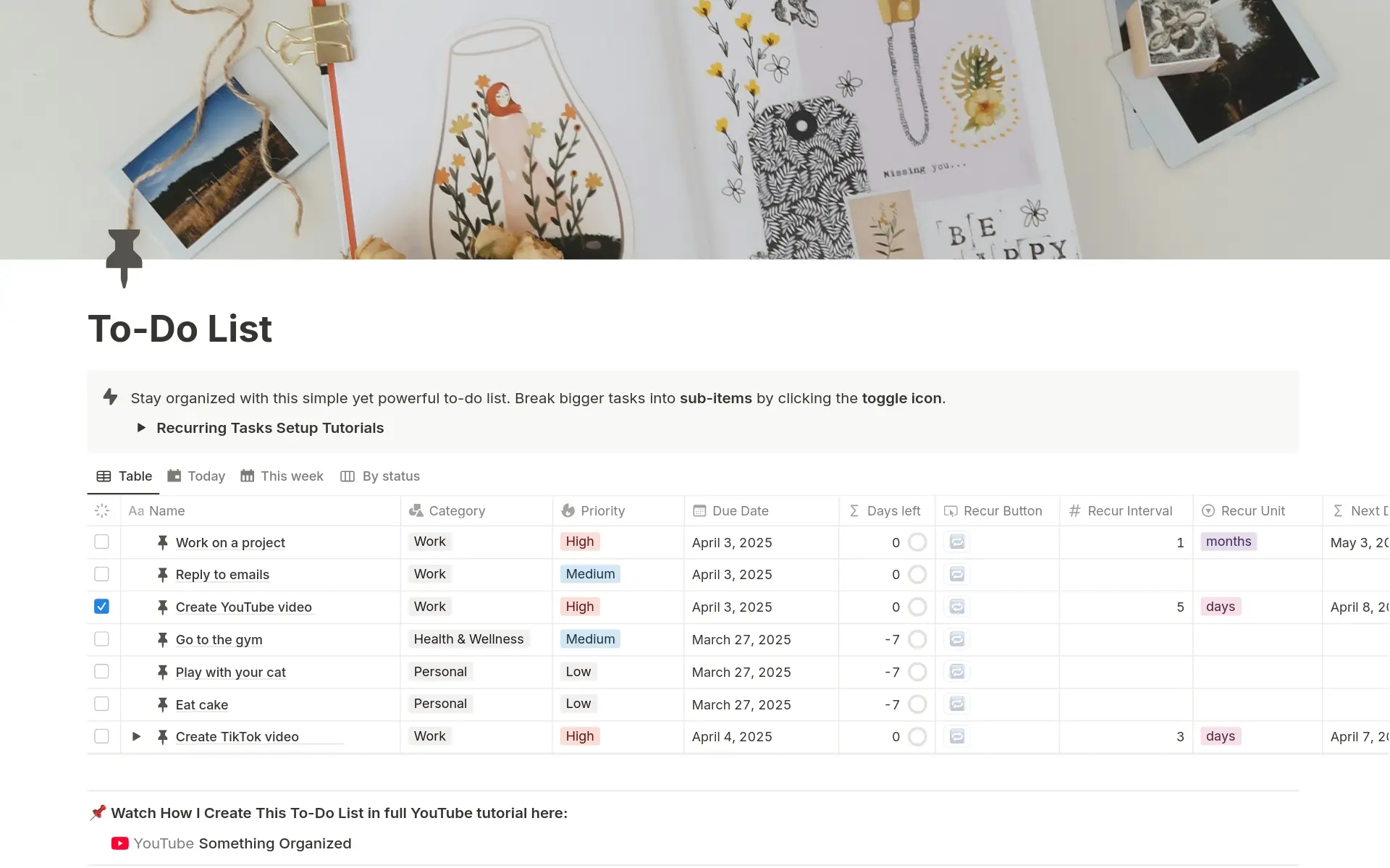 A template preview for To-Do Lists, Task Management