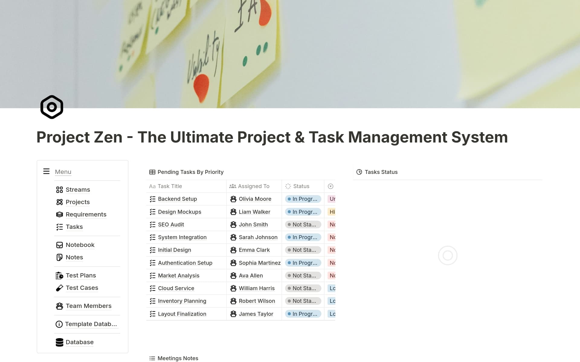 A template preview for Project Zen - Ultimate Project & Task Management